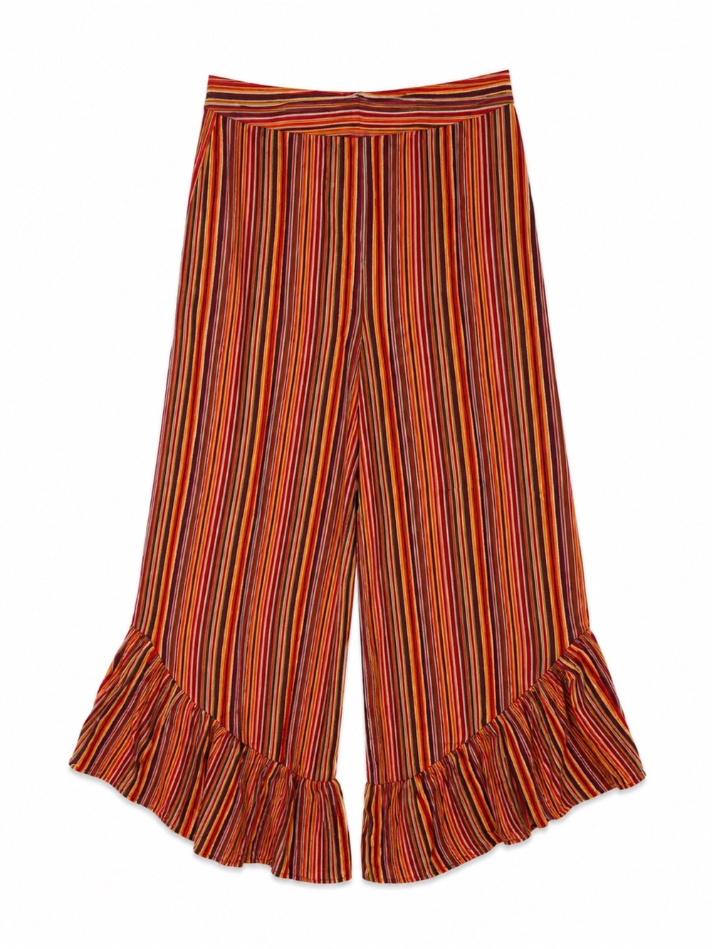 NWT Lush Striped Ruffle Hem Palazzo Pants Small Boho Wide Leg